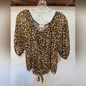 Free Kisses Leopard Print Sheer Blouse